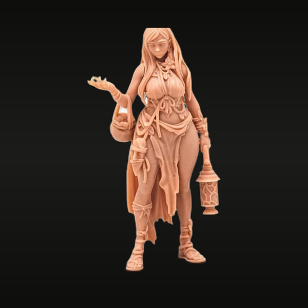 Fantasy Female Adventurer with Lantern Stylized 75mm Resin Figure Kit