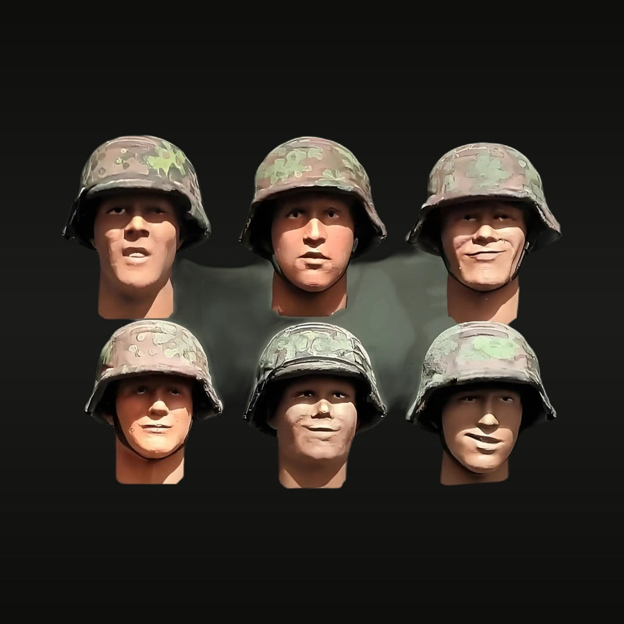 WWII US Soldier 6-Head Set with M1 Helmet 1/35 Resin Bust Kit - unpainted resin model kit