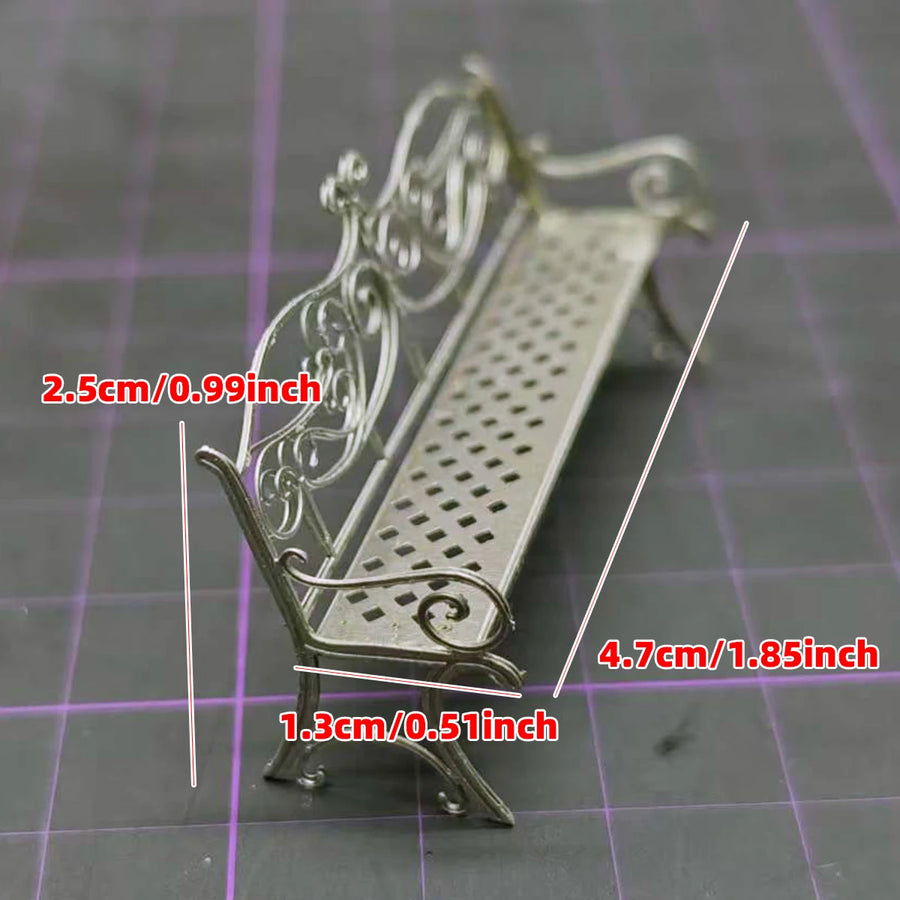 1/35 Photo Eatch PE Sand Table Diorama Scale Model Kit Metal Stainless Steel Park Chair Bench Stool Bar Chair Outdoor Chair