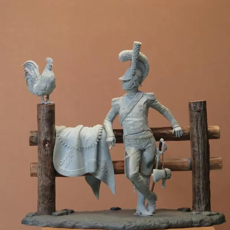 Napoleonic Officer with Leopard Cape & Rooster 75mm Resin Figure Kit - resin model view 3