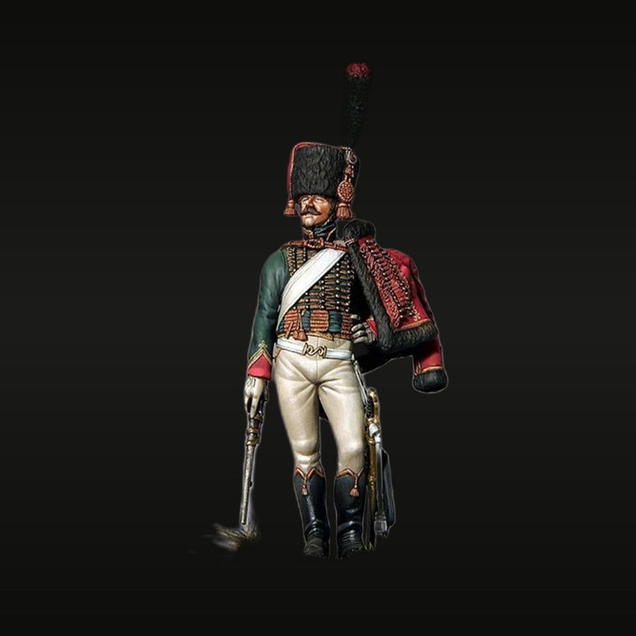 Napoleonic French Chasseur à Cheval on Foot with Carbine 54mm Resin Figure Kit - unpainted resin model kit