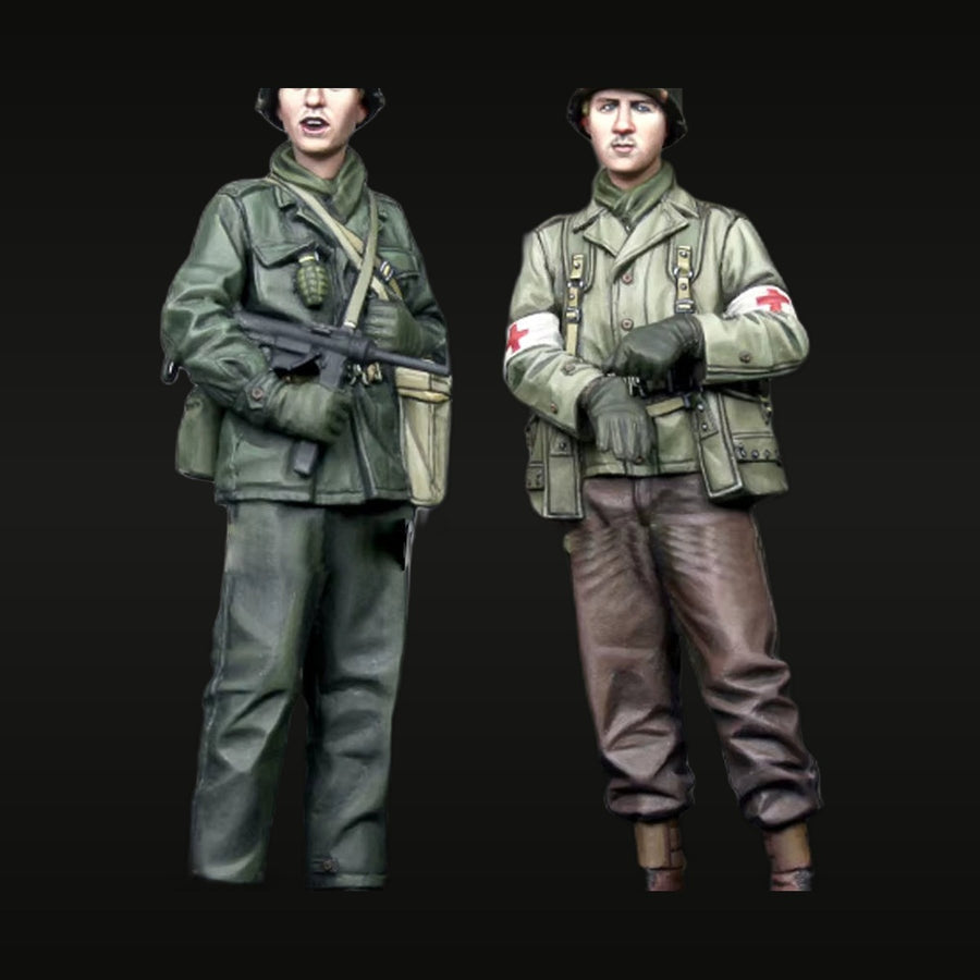 WWII US Army Female Soldier & Medic Set 1/35 Resin Figure Kit - unpainted resin model kit