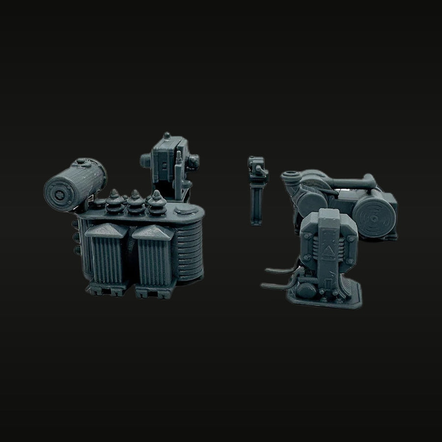 Modern Industrial Electrical Transformer and Generator Resin Terrain Set - unpainted resin model kit