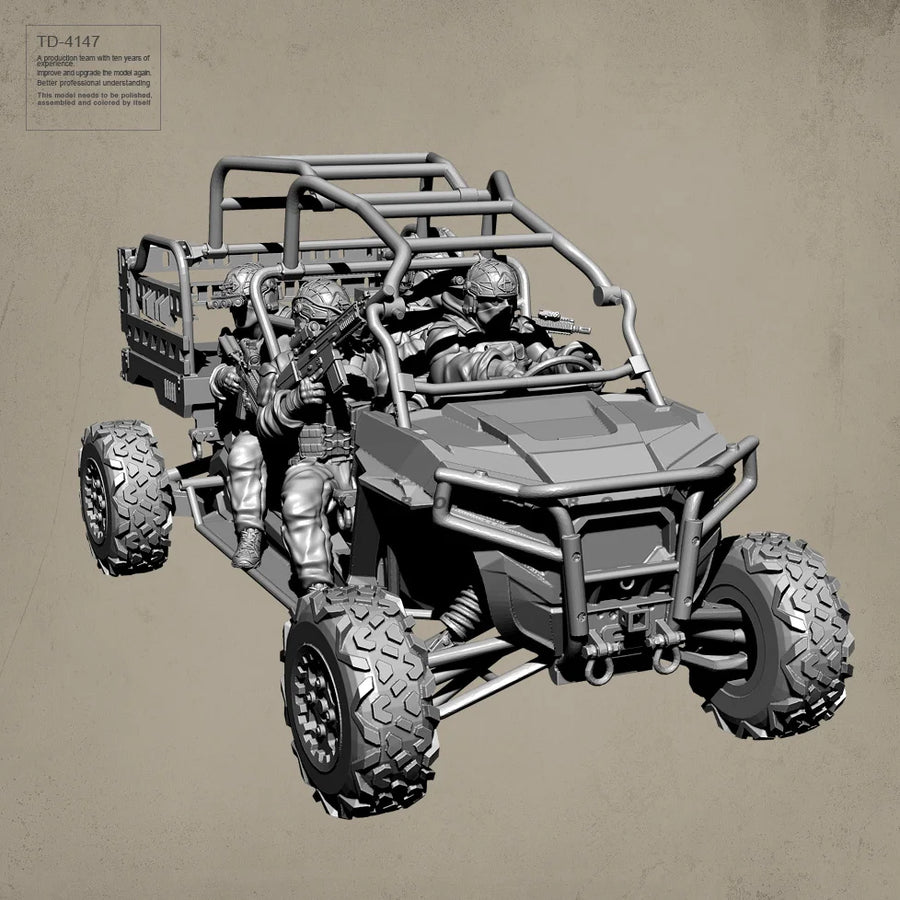 Modern Tactical UTV with 2 Soldiers 1/48 Resin Diorama Kit - resin model view 2