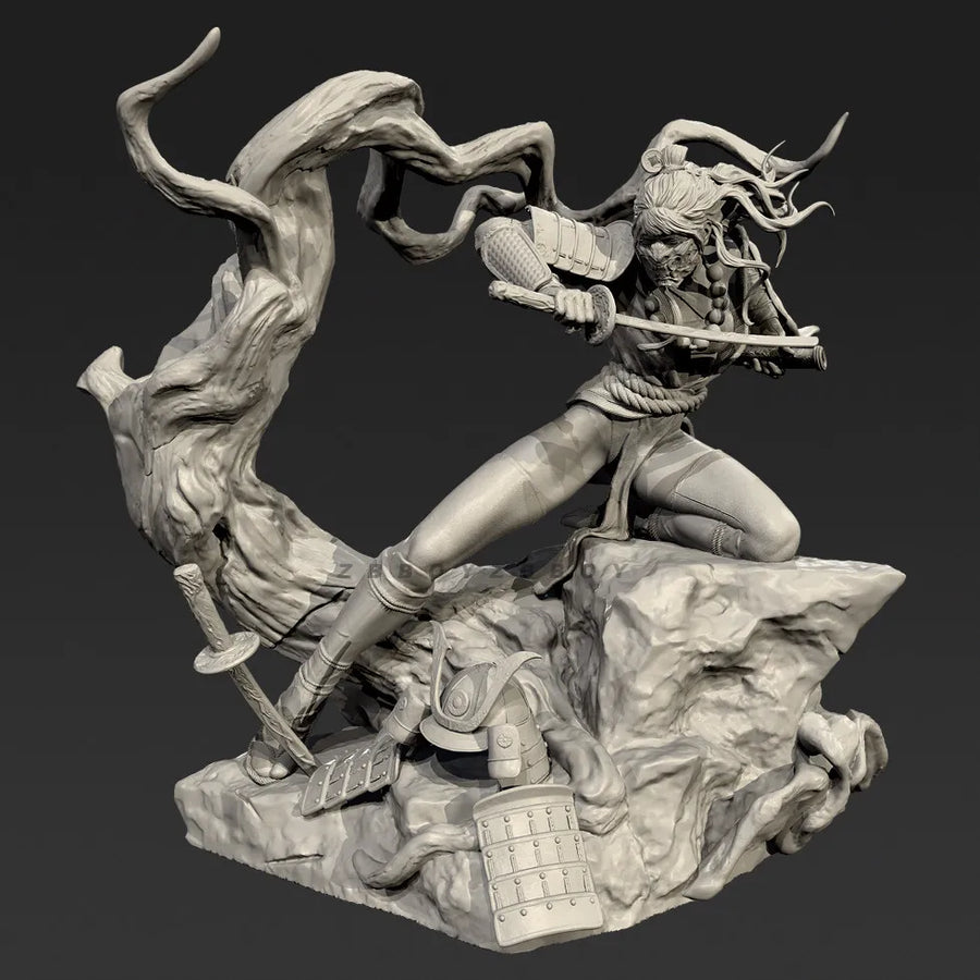 Fantasy Female Ninja Warrior Figure with Scimitar 55mm Resin Kit - resin model view 4