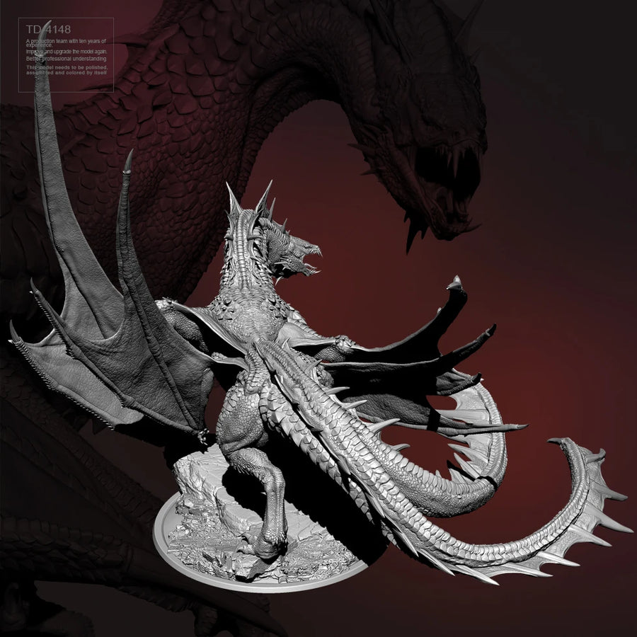 Fantasy Dragon with Spiked Horns 80mm Resin Figure Kit - resin model view 5