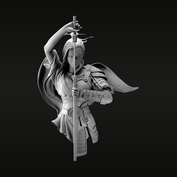 East Asian Female Warrior Dual Identity Split 1/10 Resin Bust Kit