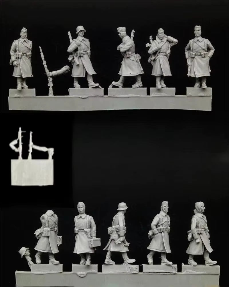 WWII Soviet Infantry Winter Greatcoat Squad 1/72 Scale 10-Figure Kit - resin model view 2