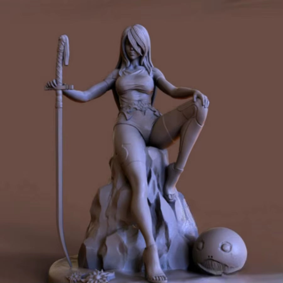 1/24 Scale 75Mm FULL Resin Figure Model Kit Cold Female Swordsman Fantasy Hobby Miniature Unassembled and Unpainted Diorama Toy