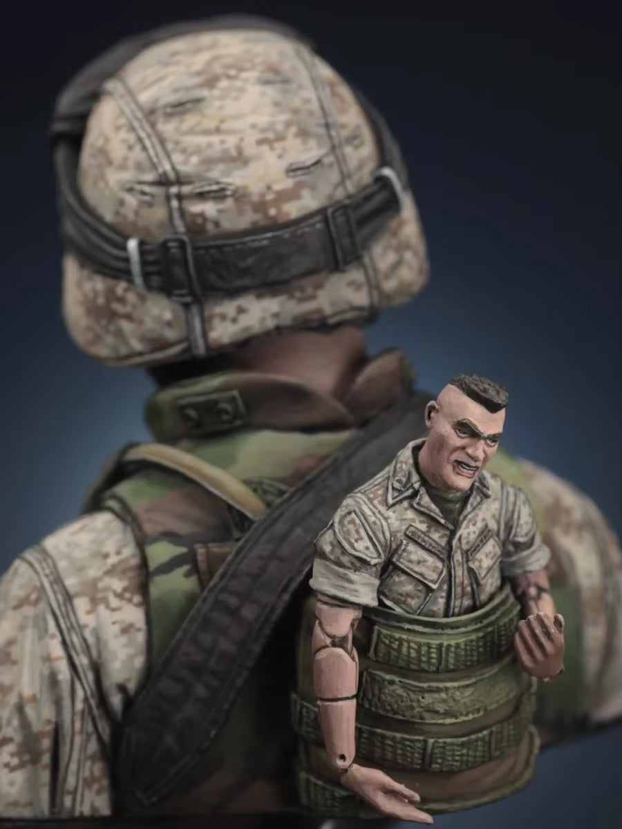 1/10 Resin Half-Length Portrait Figure Unpainted Model Kit, WWII Soldier, Unassembled and Unpainted GK
