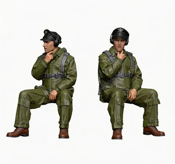WWII Allied Aircraft Pilot Seated with Flight Gear 1/32 Resin Figure Set