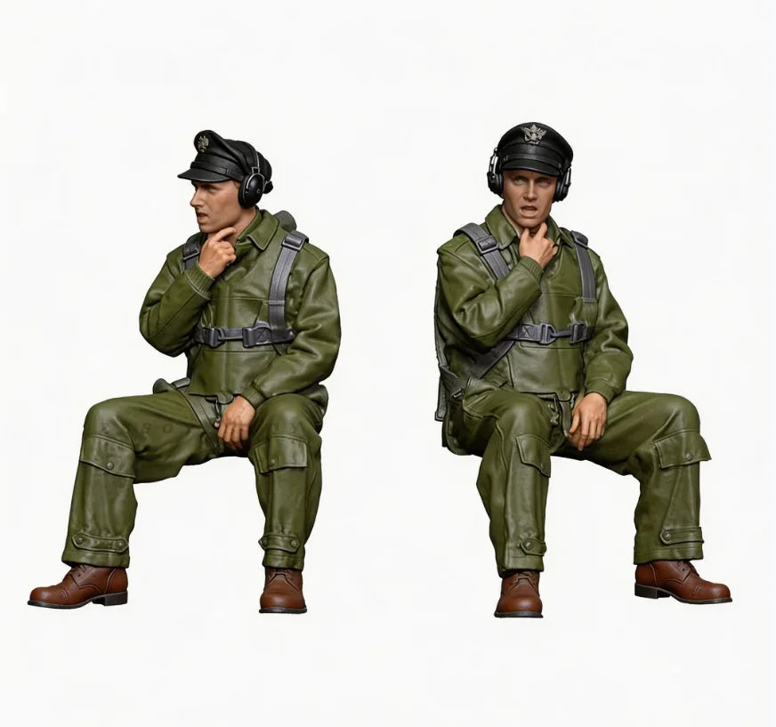 WWII Allied Aircraft Pilot Seated with Flight Gear 1/32 Resin Figure Set - unpainted resin model kit