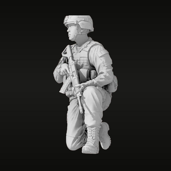 Modern PLA Combat Soldier Kneeling QBZ Rifle 1/35 Resin Figure Kit