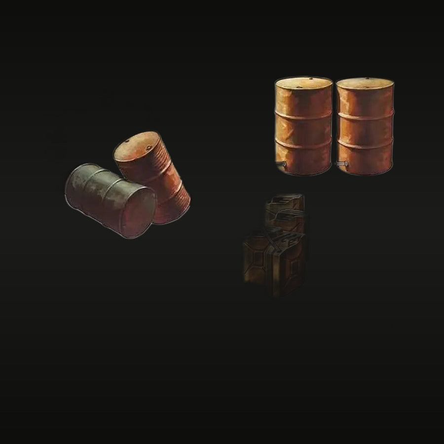WWII Fuel Drums & Barrels Set 1/35 Scale Resin Accessory Kit - unpainted resin model kit