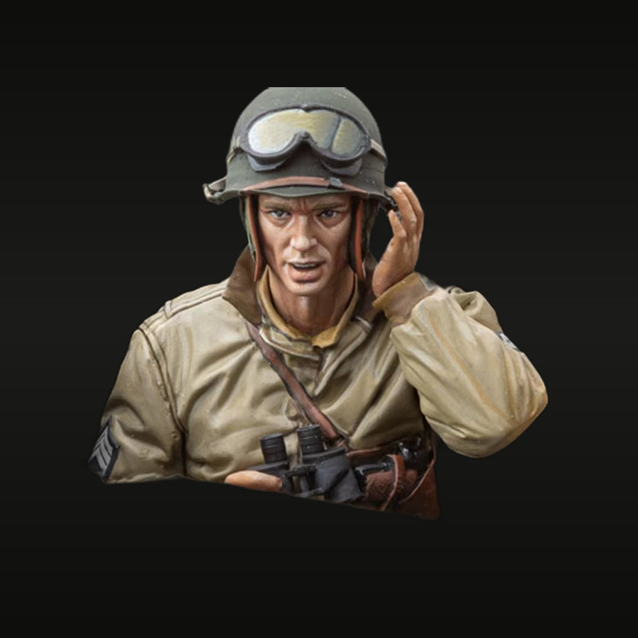 WWII US Tank Crewman with Goggles 1/16 Resin Bust Kit - unpainted resin model kit
