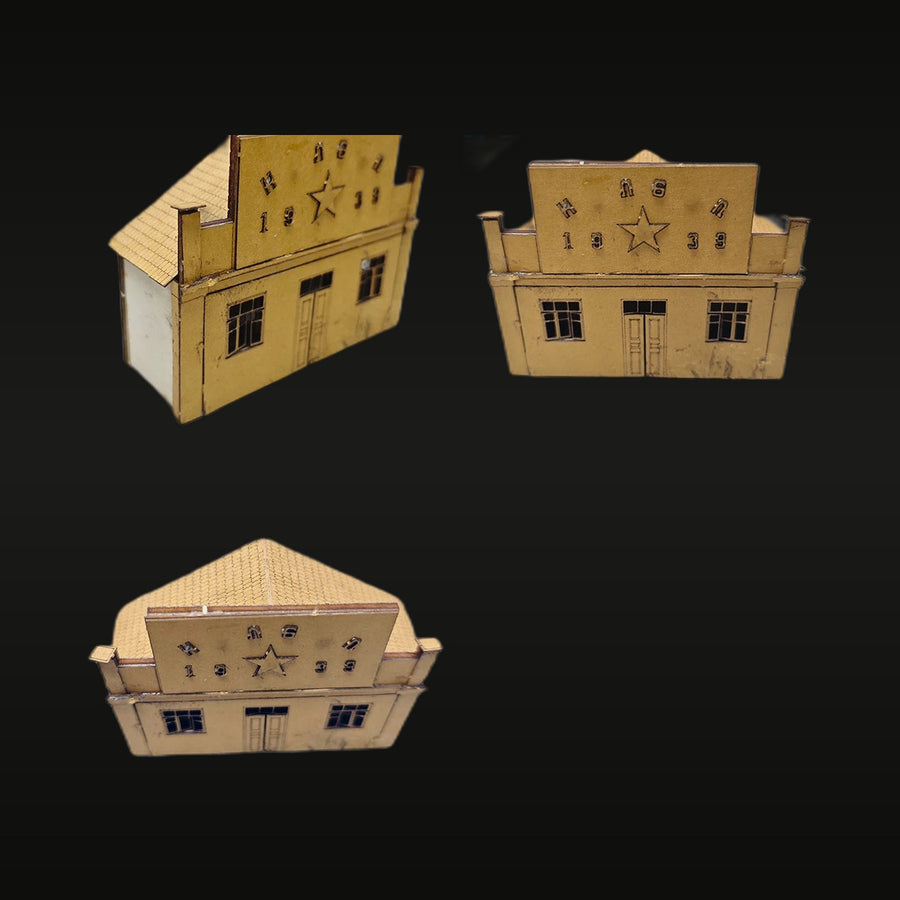 WWII Soviet Era Building with Red Star 1933 1/72 Resin Diorama Kit - unpainted resin model kit