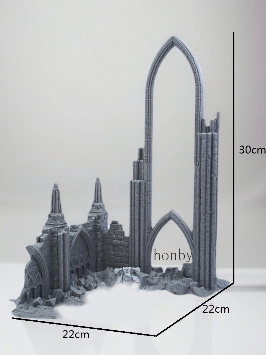 Sci-Fi Gothic Ruins Terrain Diorama Resin Kit with Spires and Arches - resin model view 3