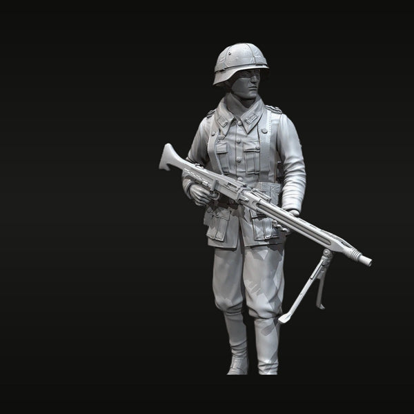 WWII German Soldier Machine Gunner with MG Tripod 1/35 Resin Figure Kit