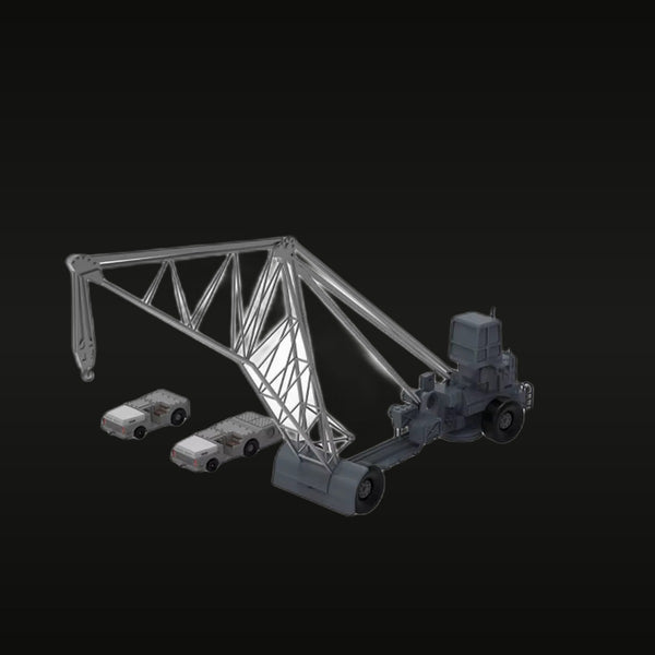 Modern Crawler Crane Diorama Set with Vehicles 1/700 Resin Kit