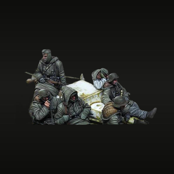 WWII German Infantry Squad Rest Diorama 6-Figure Set 1/35 Resin Kit