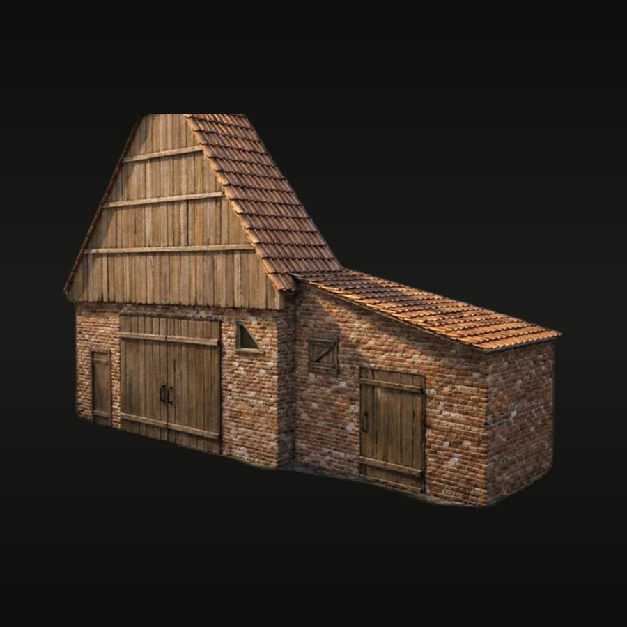 Medieval Half-Timbered Brick Warehouse 1/35 Resin Diorama Kit - unpainted resin model kit