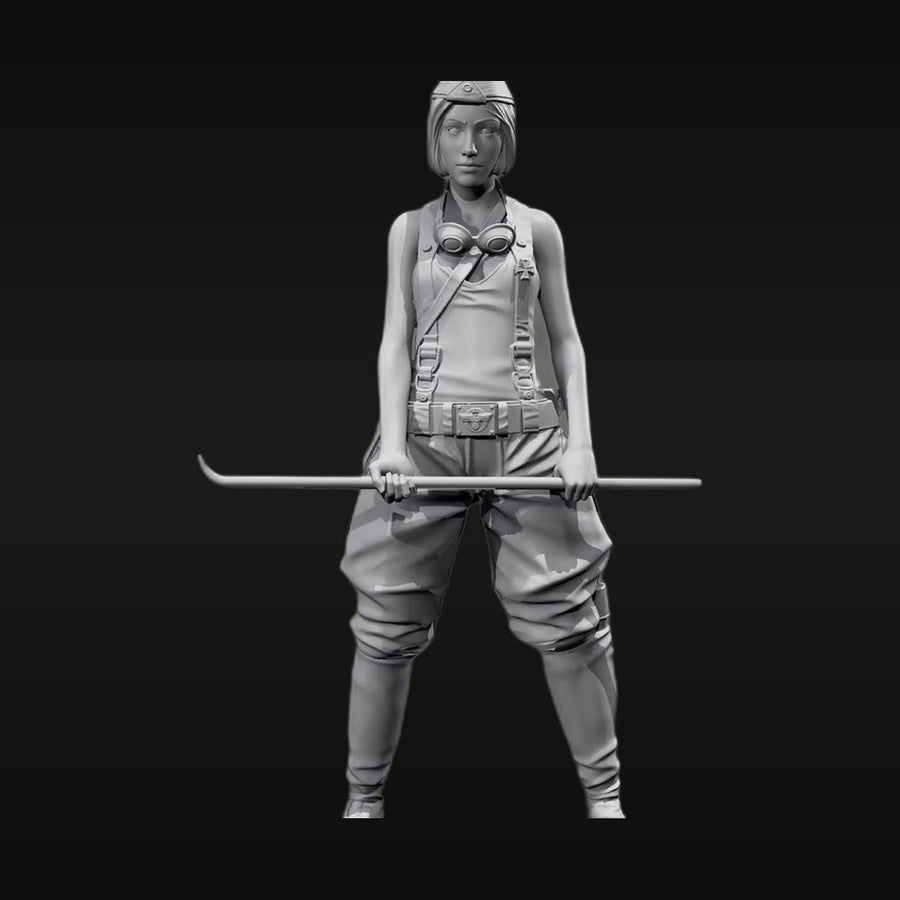 Fantasy Female Adventure Explorer with Staff 1/35 Resin Figure Kit - unpainted resin model kit