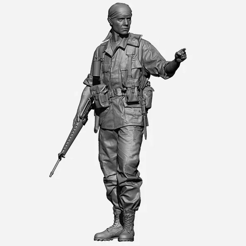 Vietnam War US Soldier with Pistol Bandana 1/35 Resin Figure Kit - resin model view 2