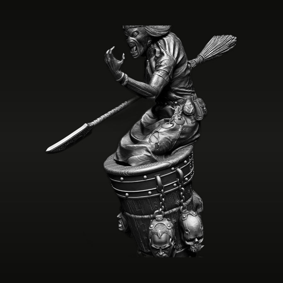 Fantasy Undead Witch/Shaman with Staff and Broomstick 1/22 Resin Figure Kit - unpainted resin model kit