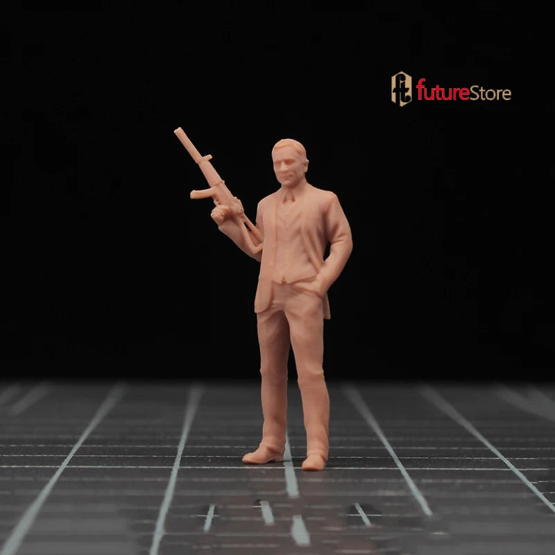 Modern Male Civilian with Thompson Submachine Gun 1/64 Resin Figure Kit - resin model view 5