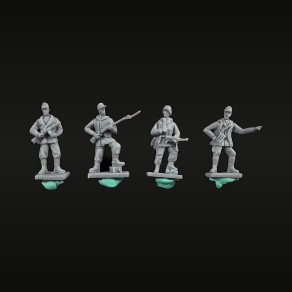 WWI/WWII Infantry Combat Squad Dynamic Poses 4-Figure Set 1/72 Resin Kit