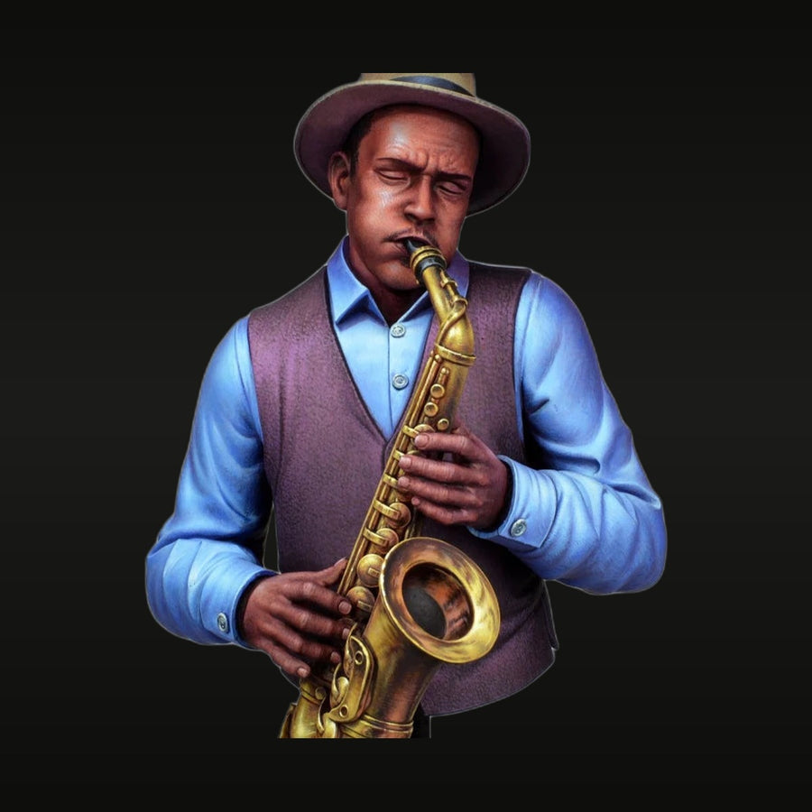 Jazz Saxophonist with Wide-Brim Hat 1/10 Resin Bust - unpainted resin model kit