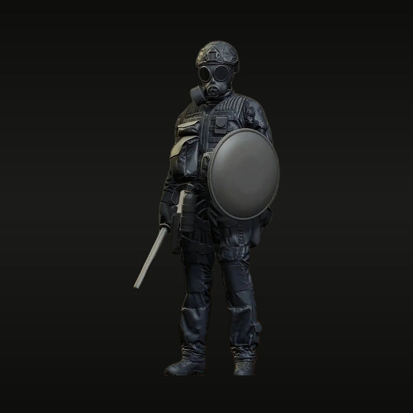 Modern Riot Police Officer with Gas Mask & Shield 1/35 Resin Figure Kit
