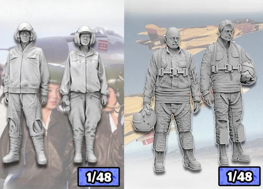 Modern Jet Pilot 4-Figure Set 1/48 Resin Model Kit - resin model view 2