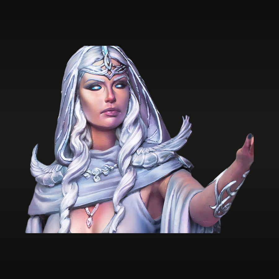 Fantasy White-Haired Sorceress with Headdress 1/10 Resin Bust - unpainted resin model kit