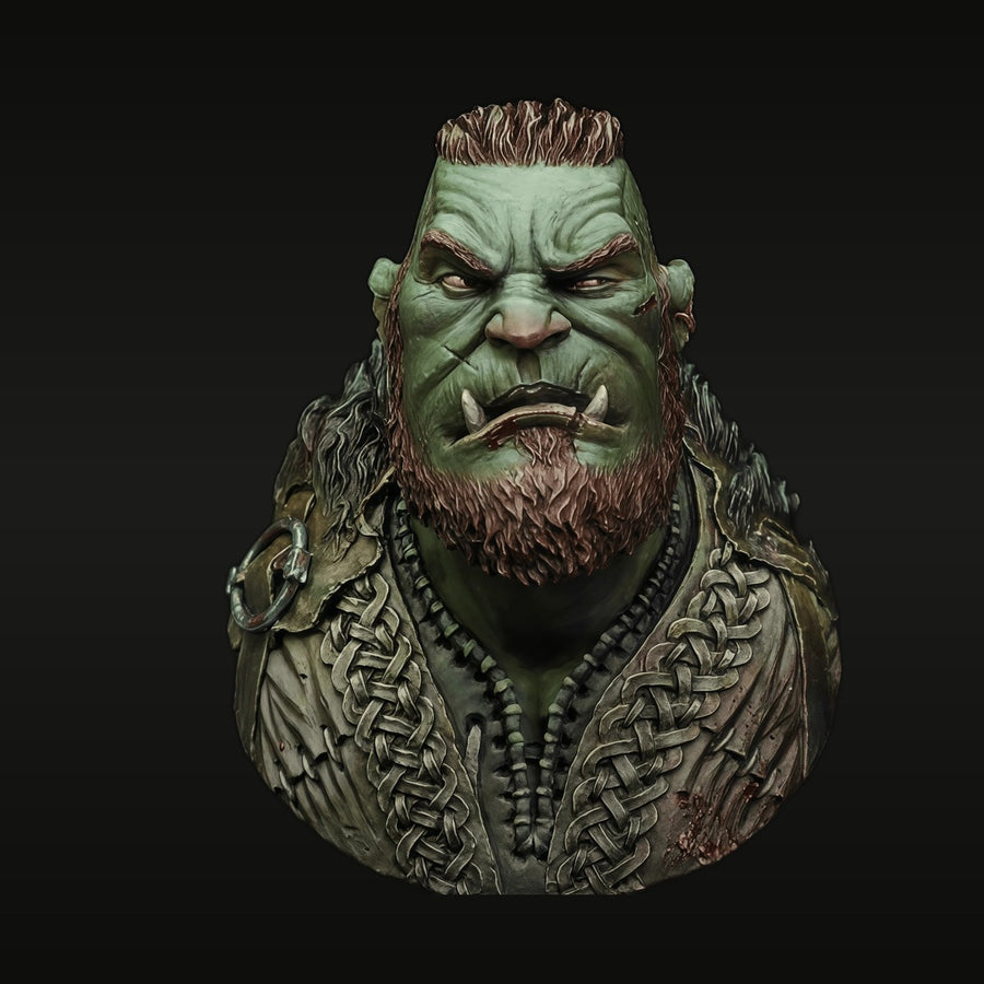 Fantasy Orc Barbarian Warrior with Knotwork Armor 50mm Resin Bust Kit - unpainted resin model kit