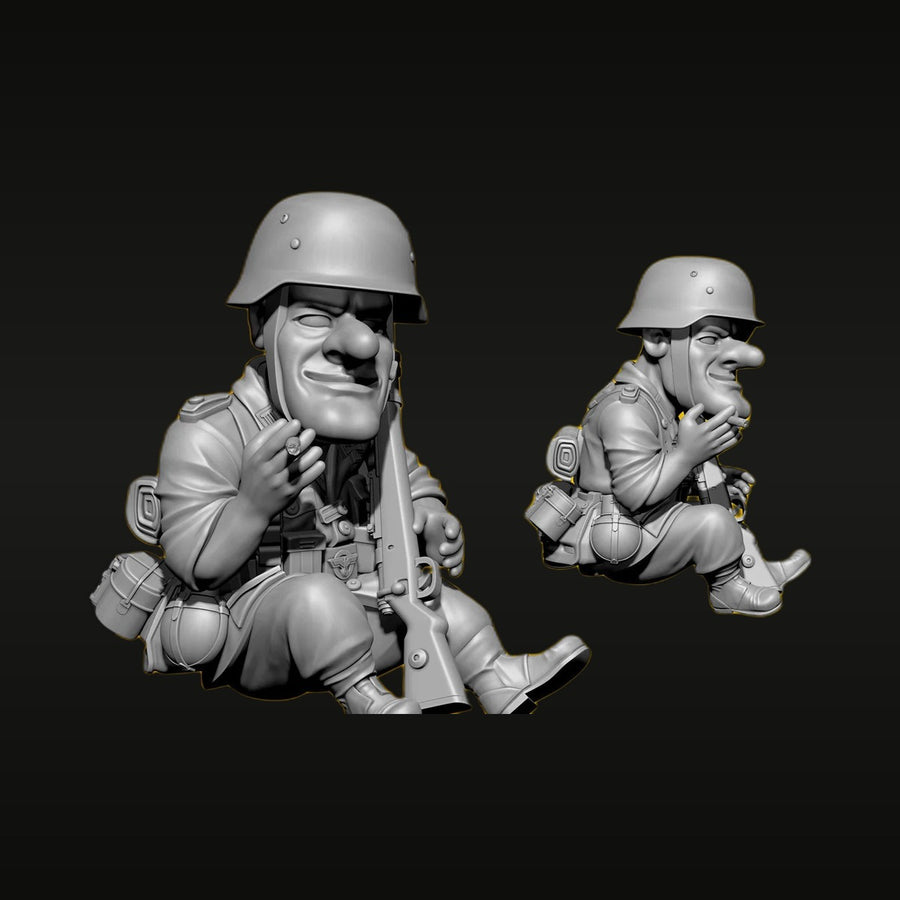 WWII German Infantry Set Stylized Soldiers 1/35 Resin Figure Kit - unpainted resin model kit
