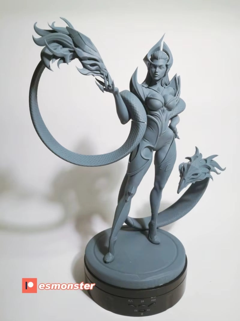 Fantasy Female Sorceress Efflin with Dragon Wings 75mm Resin Bust Kit - resin model view 4
