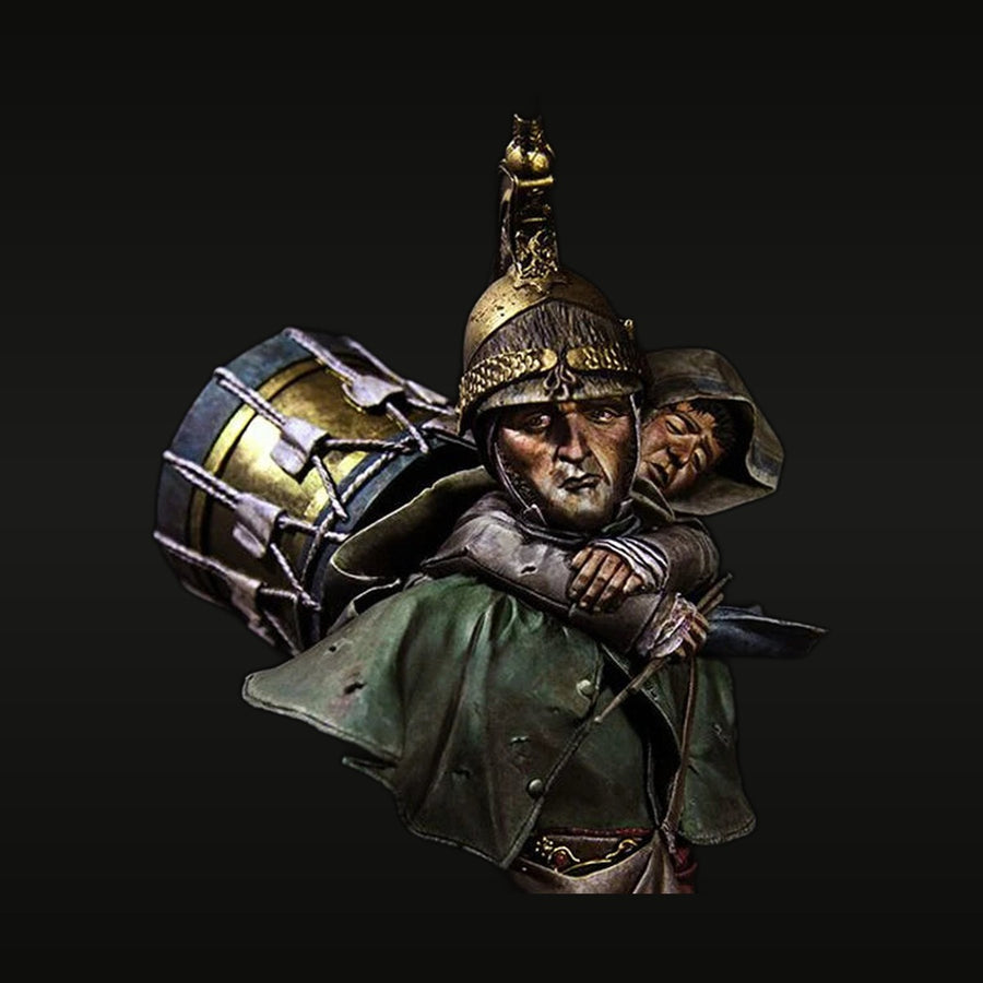 German WWI Pickelhaube Drummer with Drum 1/9 Resin Bust - unpainted resin model kit