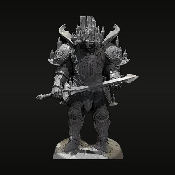 Fantasy Armored Warlord with Spiked Crown Helm Two-Handed Sword 38mm Resin Figure Kit