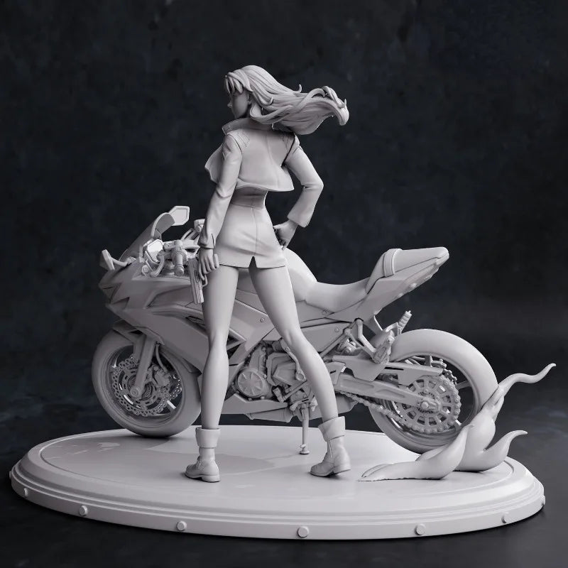 Anime Female Biker with Motorcycle 1/24 Resin Figure Kit - resin model view 5