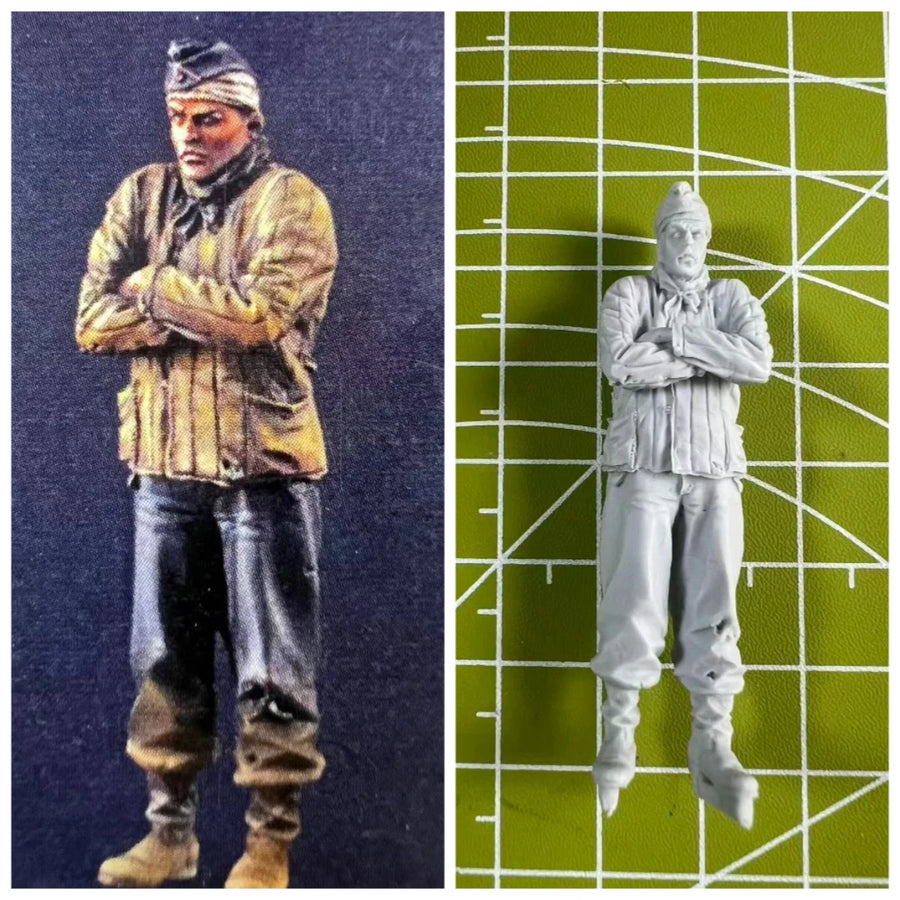 WWII Soviet Soldier with Winter Headscarf 1/35 Resin Figure Kit - resin model view 2