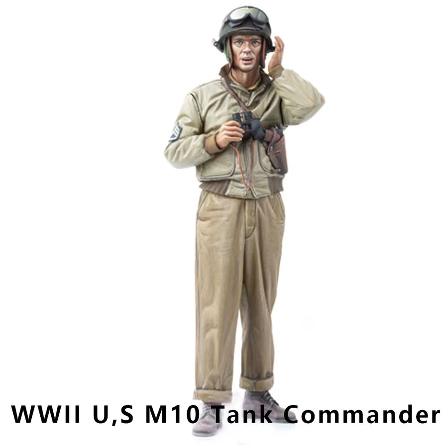 1/16 WWII U,S M10 Tank Commander, Resin Model Figure Soldier, WWII Military Themes, Tank Gunner, Unassembled and Unpainted Kit