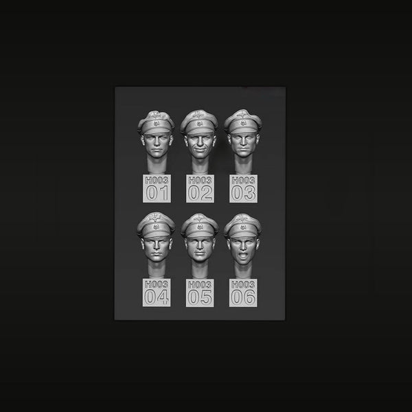 WWII German Soldier Head Variants Set of 6 1/35 Resin Kit