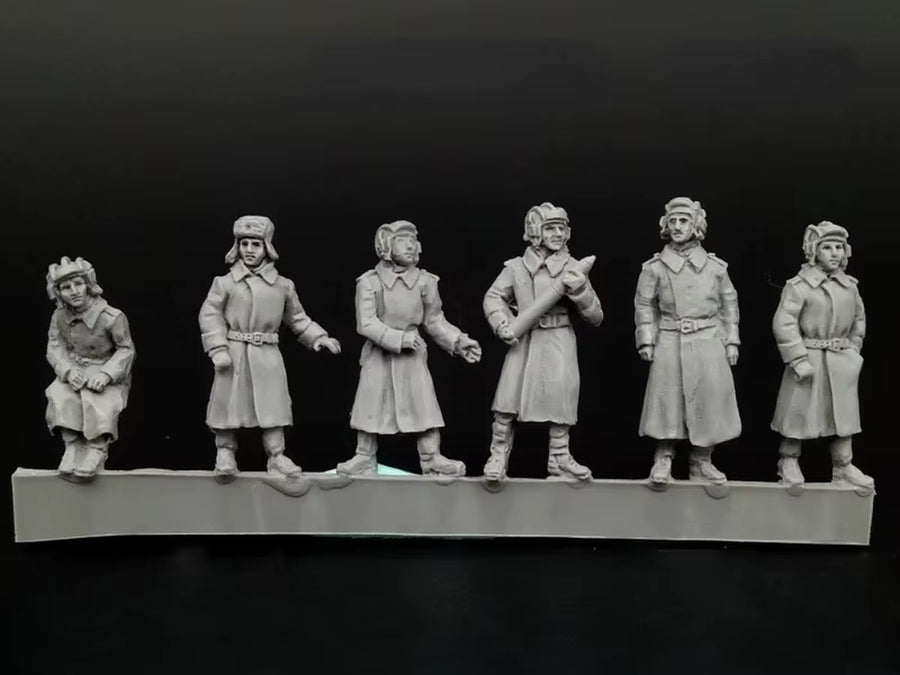 1/72 Scale Diecast Resin Figure Model Kit WWII Soviet Winter Artillery 6 Figures Unpainted