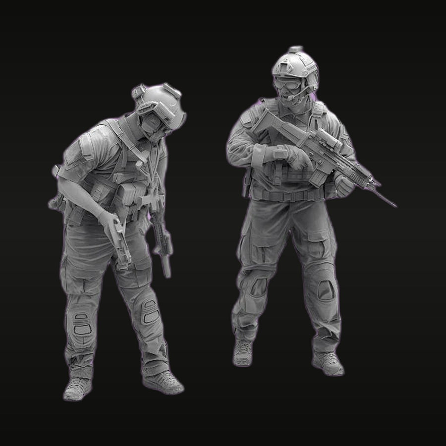 Modern US Special Forces Operators with M4 Carbines 1/16 Resin Figure Kit - unpainted resin model kit