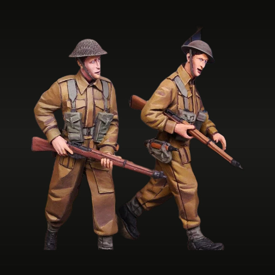 WWII British Infantry Lee-Enfield Rifle 2-Figure Set 1/35 Resin Kit - unpainted resin model kit