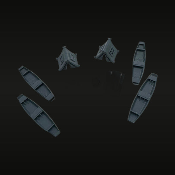 Medieval Rowboats and Tents Terrain Accessory Resin Kit