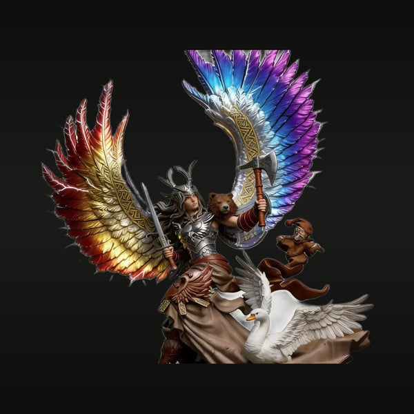 Fantasy Female Winged Warrior with Demon Companion Diorama Set 38mm Resin Kit