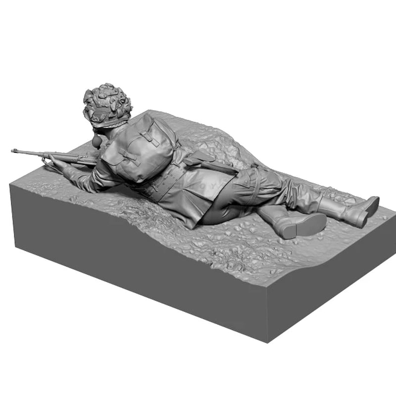 WWII US Soldier Prone Firing M1 Garand 1/35 Painted Figure - resin model view 3