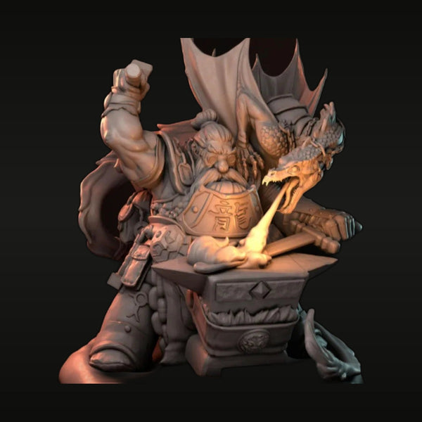 Fantasy Dwarf Alchemist with Dragon 75mm Resin Figure
